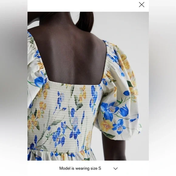 Express Floral Square Neck Puff Sleeve Tiered
Poplin Midi Dress - Picture 4 of 13